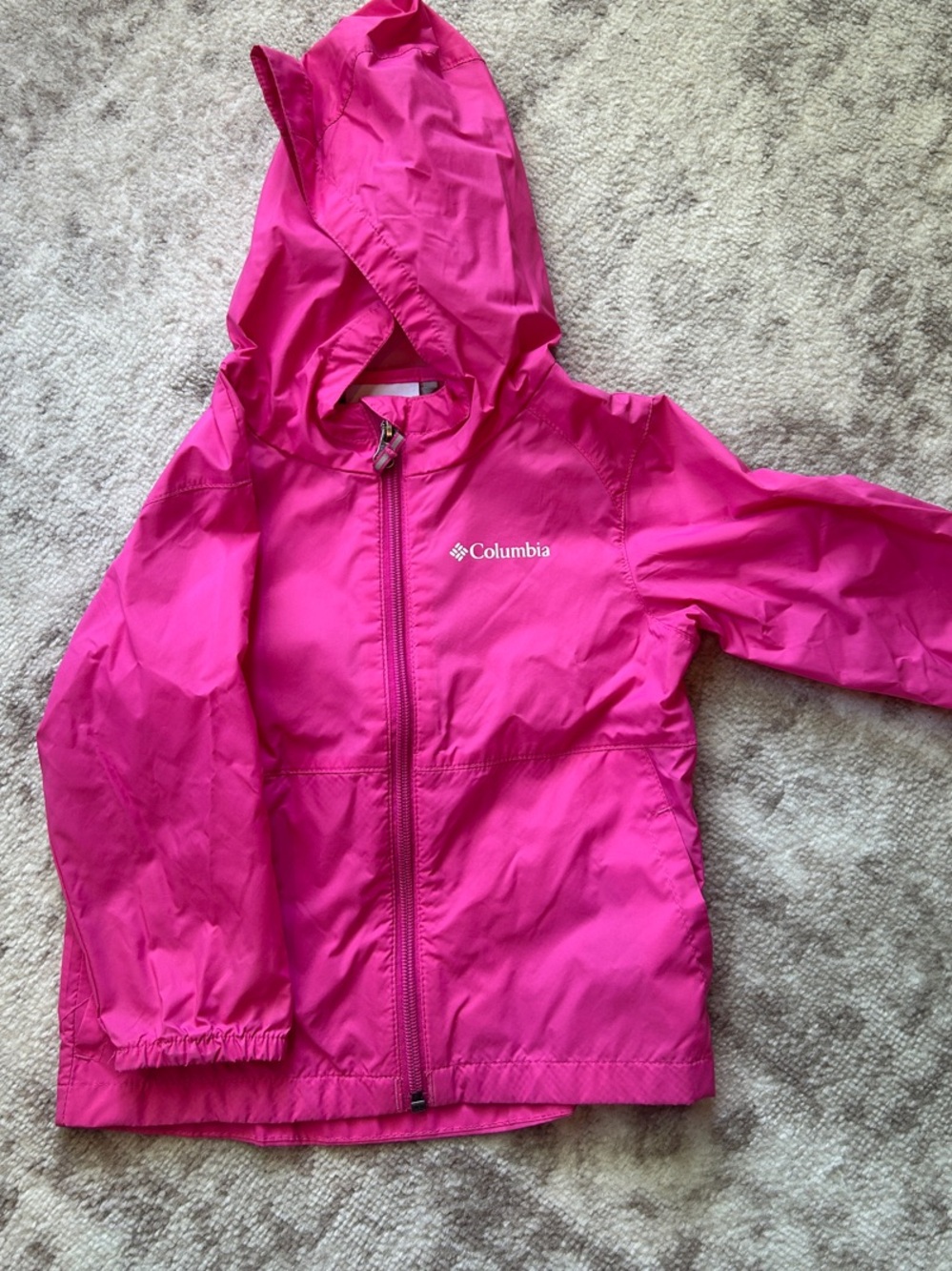 Columbia Pink Kids' Rain Jacket - Hooded Windbreaker
